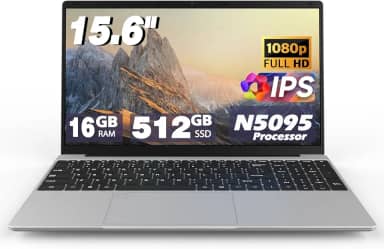 XYPLOXZ Computadores, tela IPS 1080P de 15,6 polegadas, processador N5095 4C 4T até 2,9 GHz 16 GB RAM 512 GB SSD, laptops com teclado retroiluminado de reconhecimento de impressão digital, WiFi, USB