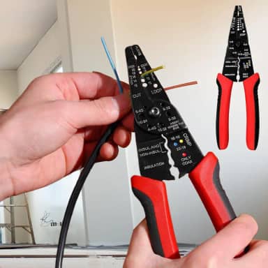 Ferramenta de crimpagem de cortador de fio multifuncional de 20 cm - Ferramenta de decapagem de fios AWG 10-22 com recurso de corte de parafuso para uso em reparo de fiação elétrica