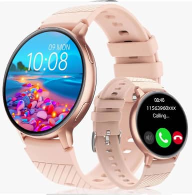Hrich Smartwatch, Relógio Inteligente, Pode Fazer e Receber Chamadas, com Notificacao de Mensagem,100+modos Esportivos (cor-de-rosa)