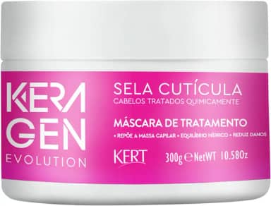 Máscara de tratamento para cabelos, Tratados quimicamente, Nutri Color, Sela Cutícula, Evolution, Keragen, 300g, Rosa