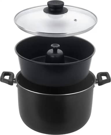 Multiflon Jogo Caçarola 20 Centímetros/Forma para Pudim Banho- Maria - 2 Peças Aluminio Antiaderente Com Tampa de Vidro Linha Versátil Resistente Durável e Saudável