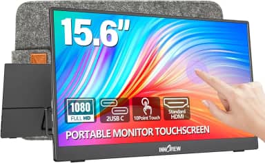 InnoView Monitor Portátil Com Tela Sensível Ao Toque De 15,6' 1080P, Monitor De Tela Sensível Ao Toque De 10 Pontos Portátil Com Capa Protetora, Suporte Integrado, Monitor De Viagem 1200:1 Hdmi Usb