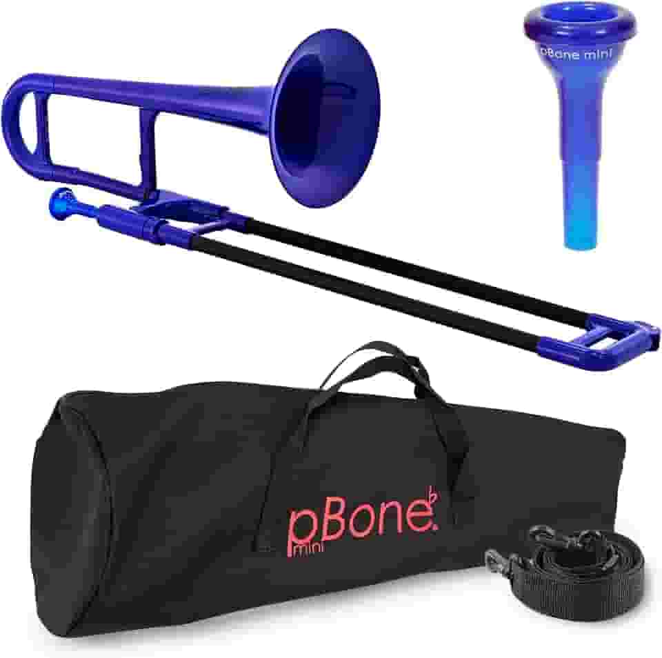pBone Mini trombone infantil de plástico pBone - bocal e bolsa de transporte - leve, versátil, aderência ergonômica confortável - som autêntico Eb para estudantes e iniciantes - construção ABS durável