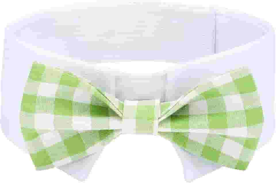 Segarty Gravata borboleta para cães, gravata borboleta xadrez verde ajustável para cães, gravata borboleta média para animais de estimação, smoking de algodão confortável, acessórios de cuidados para