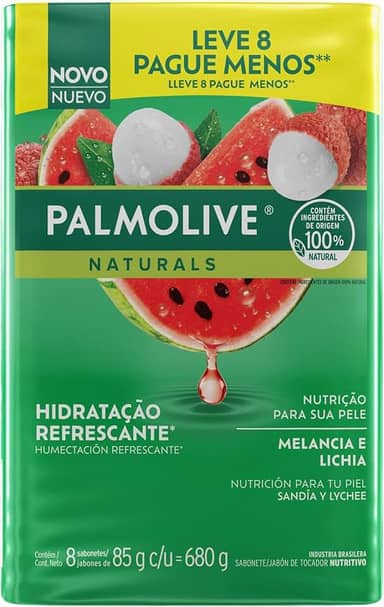 Sabonete em Barra Palmolive Naturals Hidratação Refrescante Melancia & Lichia 8x85g