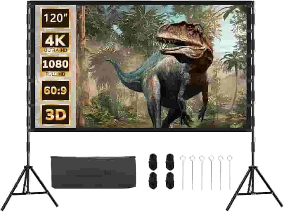 Tela do Projetor 120 Polegadas, Tela de Projeção Portátil 16:9 4K HD Traseira de Projeção de Filmes