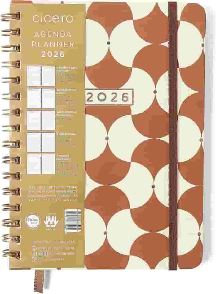 AGENDA PLANNER WIRE-O 2026 BOSSA NOVA SEMANAL ANOTACOES A5 BOEMIA CARAMELO