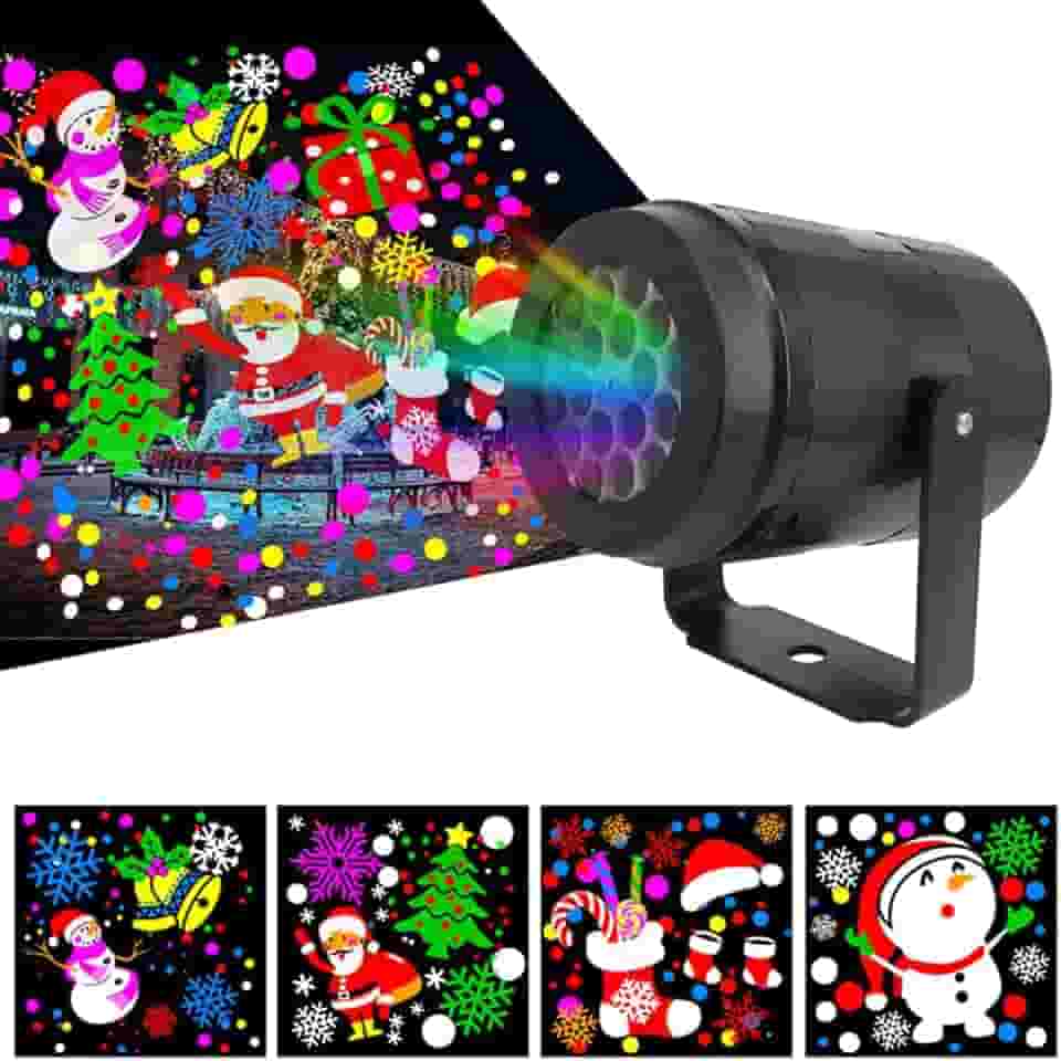 Projetor de Luz de Natal HEITIGN Com Lâmpada de Projeção LED Deslizante de 16 para Festa de Natal Luzes do Projetor para Decoração de Festa