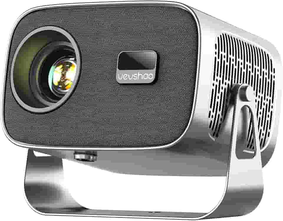 Mini projetor VEVSHAO A12 4K 1080p portátil Full HD, Foco Automático, Android 11.0, Proteção Ocular com Rotação de 360°, Correção Eletrônica de Distorção Trapezoidal
