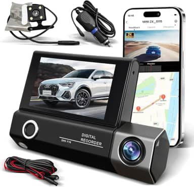 Camera Veicular Dupla 1080P, Câmera de Carro, Câmera de Ré Do Veículo,Dashcam Frontal, Interna e Traseira, Visão Noturna, FOV 130°, Cartão de 32GB Incluso, Acessorios Para Carro
