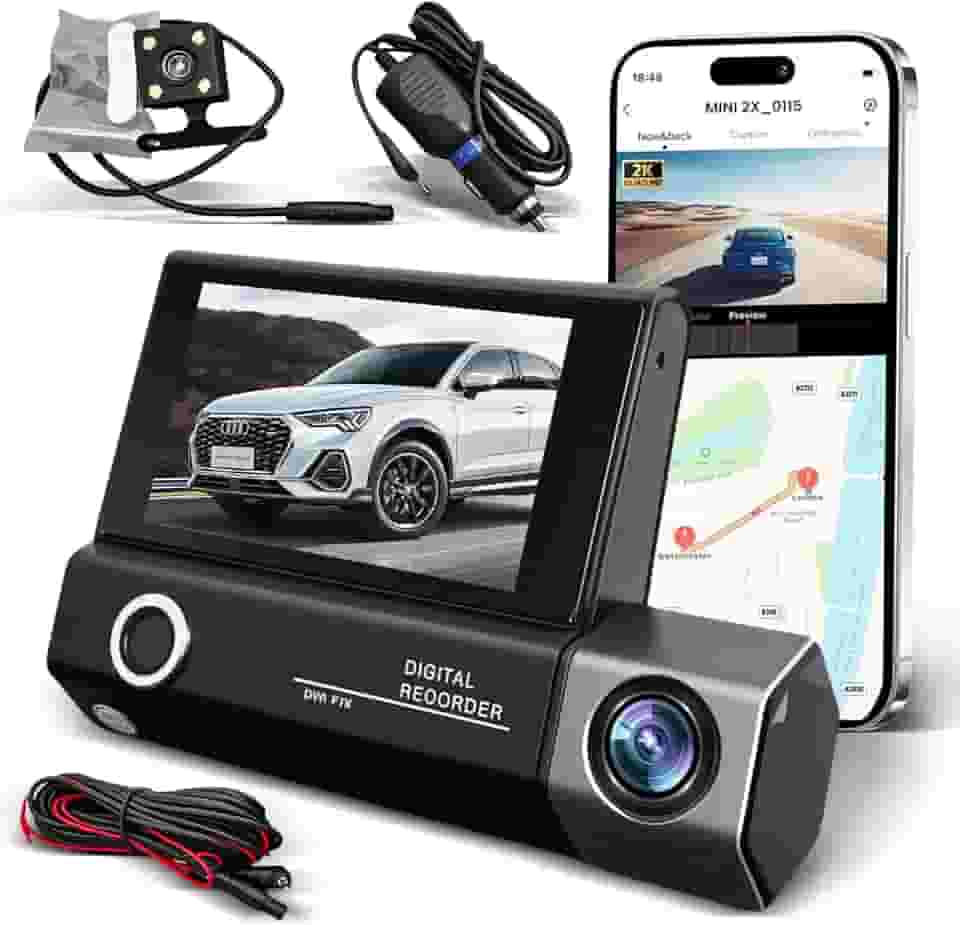 Camera Veicular Dupla 1080P, Câmera de Carro, Câmera de Ré Do Veículo,Dashcam Frontal, Interna e Traseira, Visão Noturna, FOV 130°, Cartão de 32GB Incluso, Acessorios Para Carro