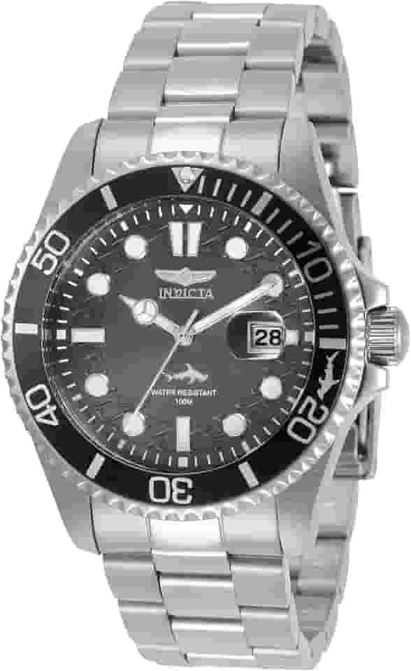 Relógio masculino de quartzo de aço inoxidável Pro Diver, 43 mm, prata (modelo: 30806), Prata, Relógio de quartzo, mergulhador