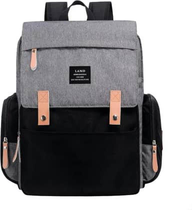 THE LAND Bolsa Mochila Maternidade, Original, Modelo Luxury, Marca d’água LANDUO, Até 7kg, 16 Bolsos Funcionais, Trocador, Ganchinhos, Impermeável, Térmica, Oxford 600D.