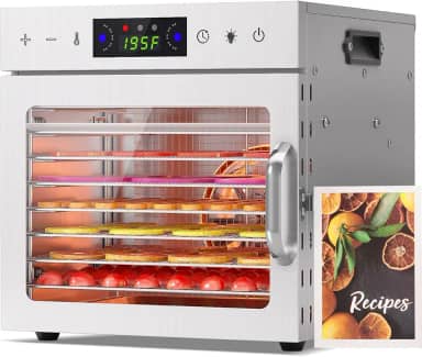 HOPERAN Desidratador de alimentos, 8 bandejas de aço inoxidável desidratadores para alimentos e ceces, ervas, frutas, desidratador com temporizador digital e controlo de temperatura, proteção