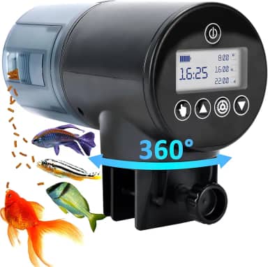 Netpeato Alimentador Automático de Aquário, Dosador Comida Peixes, 200 ml, Preto