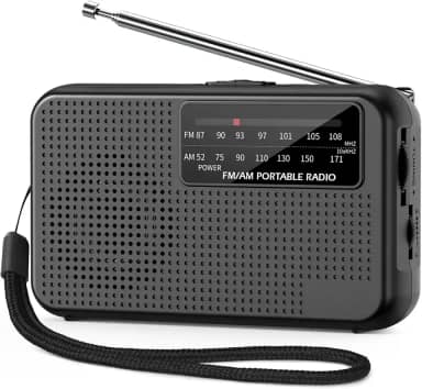 Mini rádio AM FM, rádio operado por bateria com cordão, excelente recepção, rádios portáteis AM FM, rádios transistores
