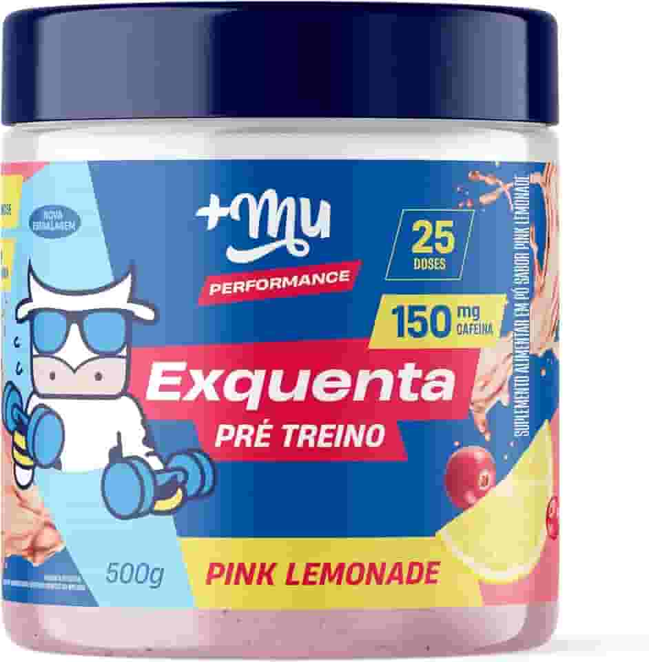Pré treino, +Mu, Exquenta, Sabor Pink Lemonade, Com Cafeína, Palatinose e Taurina - 500g
