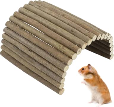 Ponte de túnel de hamster, ponte de escada dobrável de madeira, pequeno esconderijo de animais roedores mastigar brinquedo decoração de gaiola de animais de estimação para gerbil (20 * 40CM)