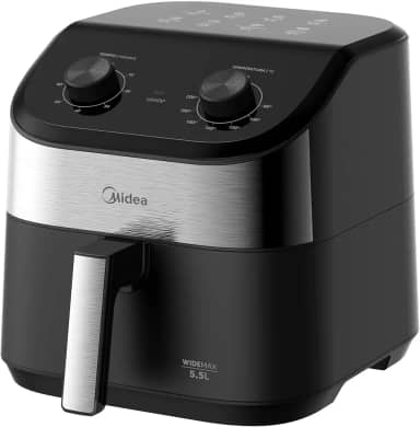 Fritadeira Midea Air Fryer 5,5L, design de dois botões, ampla faixa de temperatura de 80°C a 200°C, cesto antiaderente e prato para vegetais, 1900W, 110V, FWM55P1