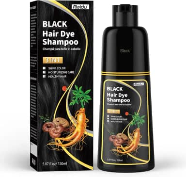 IIIMEIDU Shampoo de tintura de 3 em 1 shampoo instantâneo para tintura de ingredientes herbais para mulheres e para mim capa de xampu tintura 3 em 1-100% de cobertura cinza 150ml (Preto)