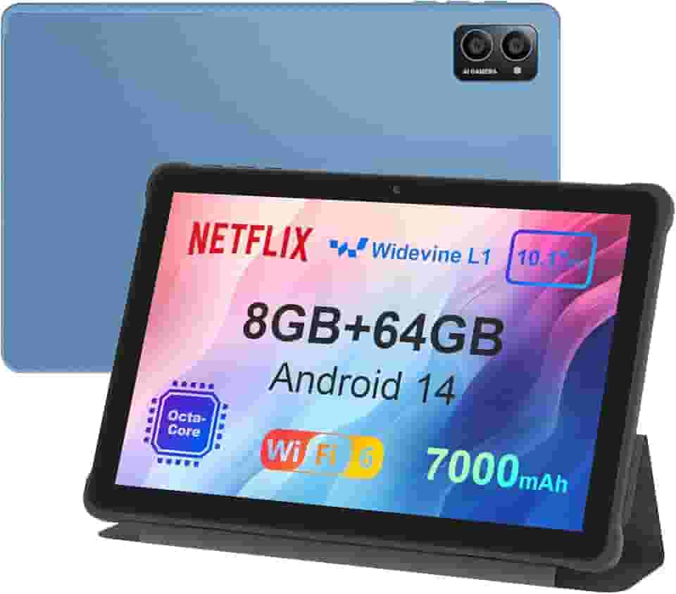 AWOW UTBook 14: Tablet Android 14 de 10 Polegadas, 8GB + 64GB + 1TB Expansível, Wi-Fi 6, Reconhecimento Facial, Widevine L1, Bateria 7000mAh