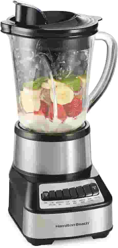 Hamilton Beach Liquidificador Wave Crusher com pote de vidro de 1,18 l e 14 funções para purê, trituração de gelo, shakes e smoothies, aço inoxidável (54221)