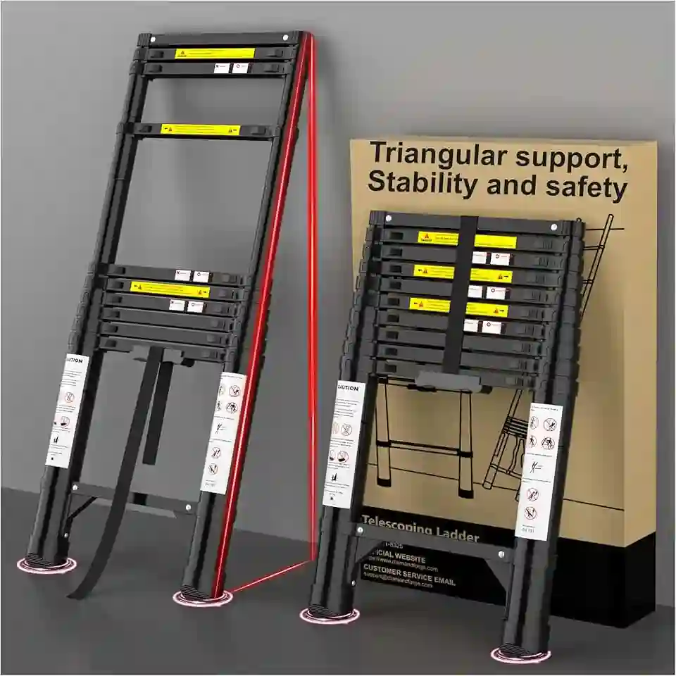 Escada de extensão telescópica de 3 metros - Escada de alumínio dobrável, extensível, telescópica, compacta e alta - ajustável, retrátil, para telhado de casa, trailers, trailers de viagem