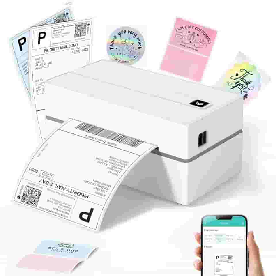 Abacafly Etiquetadora, Impressora Termica Etiquetas com Largura Máxima de Impressão de 4,33 Polegadas, Impressora de Etiquetas Adesivas de Alta Velocidade, Impressora Termica Portatil