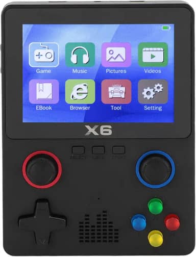 Console de Jogo Portátil retrô, Console de Jogo Portátil X6 Com Suporte para Emulador 11, Tela HD IPS de 3,5, Design Dual 3D Rocker, Suporte para HDMI e Saída de TV (BLACK)