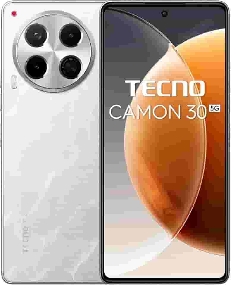 Smartphone Tecno Camon 30 5G 256GB, Tela AMOLED 6.78' FHD+, Câmera Tripla 50MP, Bateria 5000mAh, Carregamento Rápido 70W, Android 14, Dual Chip – Branco