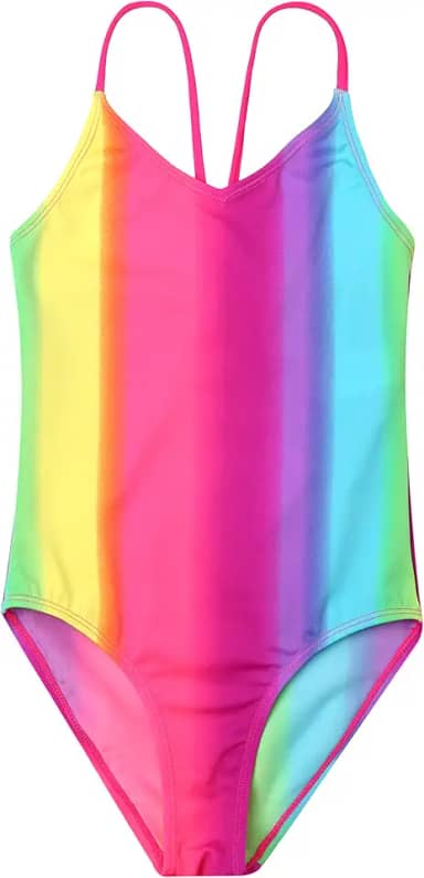 Meninas Maiô de uma peça Maiô de praia Maiô para crianças Maiô infantil (6-8T) Arco-íris