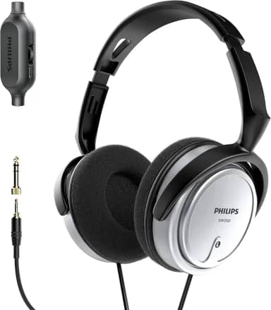 PHILIPS Fones de ouvido estéreo com fio Over Ear para Podcasts, fone de ouvido de monitoramento e gravação de estúdio para computador, teclado e guitarra com adaptador de adição de 6,3 mm (1/4') prata