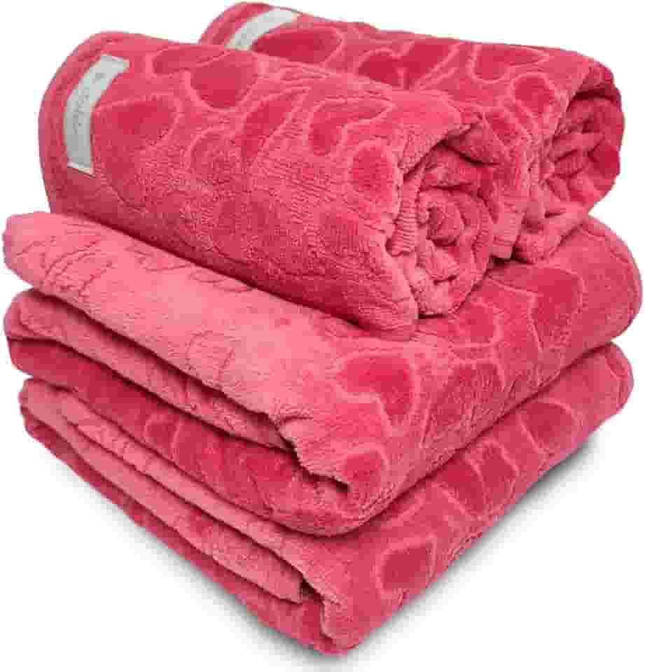 Jogo de Banho 4 Peças Romance Dohler Aveludada 100% Algodão Toalha Fio Penteado Coração Borboleta (Rosa 10366)