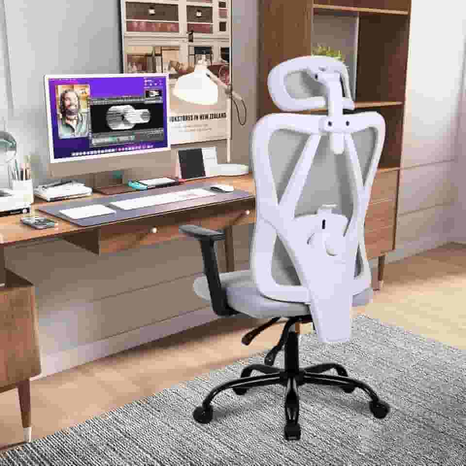 Cadeira Ergonômica 3D com Suporte Lombar Ajustável - Reclinável 90°-150°, Capacidade 150kg (Preto/Cinza) (Cinza)