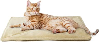 Furhaven Cama de gato ThermaNAP com aquecimento automático para gatos e cães pequenos, lavável e reflete o calor do corpo - tapete de cama refletivo acolchoado de pele sintética - creme, pequeno