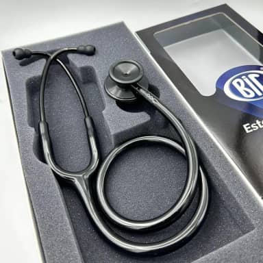 Estetoscópio Duplo Efficace Profissional BIC Adulto e Pediátrico Preto - Ideal enfermagem e estudantes