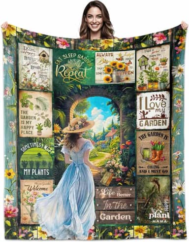 Paoeyty Presentes de jardinagem para mulheres, presentes para amantes de plantas para mulheres, cobertor para amantes de plantas 152 x 127 cm, presentes femininos para mulheres, presentes para amantes