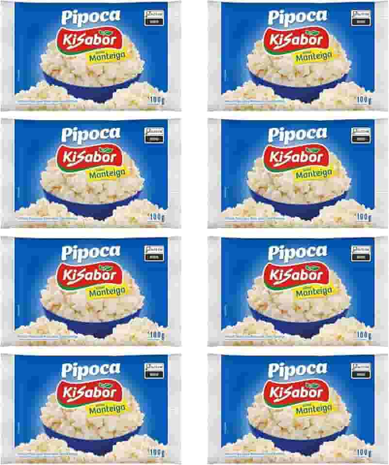 KiSabor Pipoca Microondas Manteiga 100g - kit c/ 8 unds