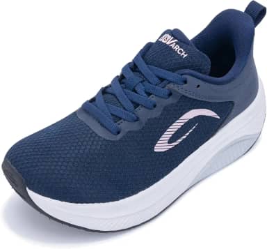 Sapatos femininos de bico largo | Sapatos de caminhada com suporte de arco | Tênis ortopédico para joanetes | Fascite plantar, Azul-marinho - C, 9 Wide