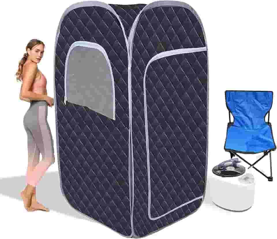 MineSign Tenda dobrável para sauna a vapor portátil para spa doméstico kit de sauna pessoal grande espaço com gerador de vapor de 3L e 1000 watts, controle remoto, cadeira dobrável e tapete
