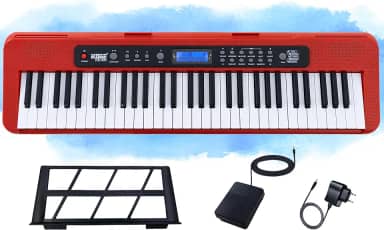 Teclado Musical Kobe KB-300 Display LCD 5/8 61 Teclas Sensitivas ao Toque com Pedal Sustain