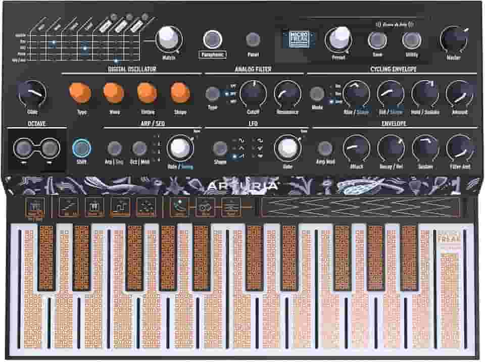 Arturia - Teclado sintetizador MicroFreak – sintetizador híbrido de 25 teclas com teclado PCB, osciladores digitais e wavetable, filtros analógicos