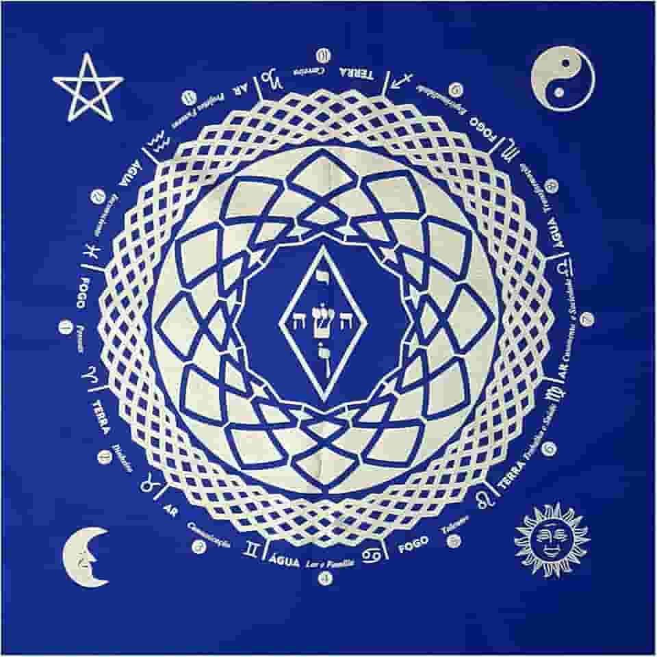 Toalha para Tarô Elemental 4 elementos com Brilho AZ Prata