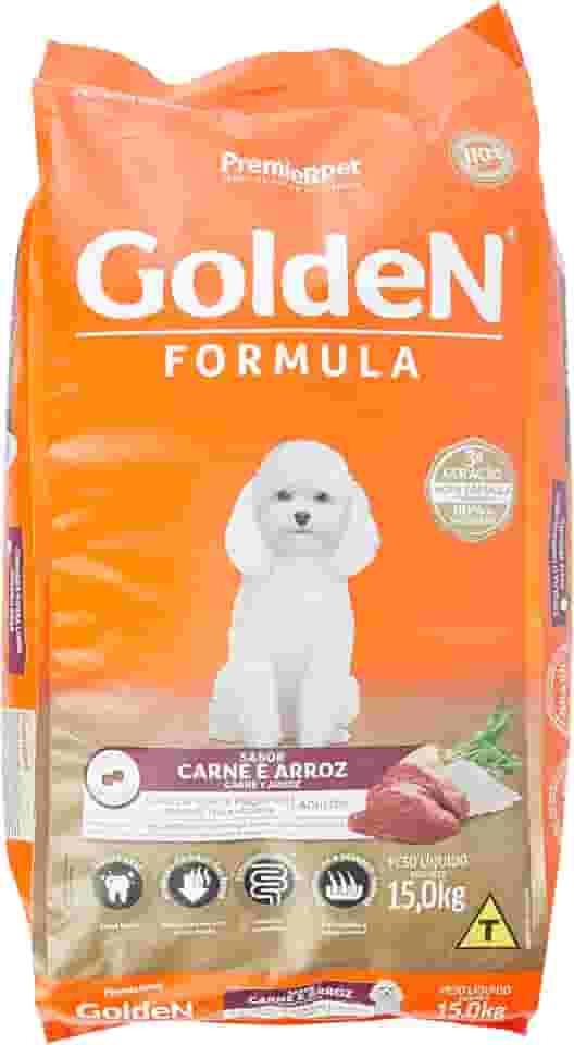 Ração Golden Fórmula Mini Bits para Cães Adultos Pequeno Porte Sabor Carne e Arroz, 15kg Premier Pet Para Todas Pequeno Adulto,