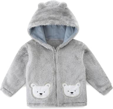 Casaco unissex de lã de ovelha de inverno forrado com capuz para meninas meninos e orelhas de urso fofo para bebês 12M-5T