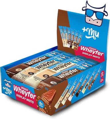 Chocowheyfer, Mais Mu, Wafer Proteico, Caixa Mista, 6g de Proteína, Zero Açúcar, Display com 12 Unidades