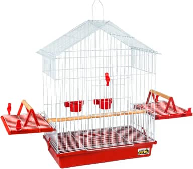 JEL PLAST GAIOLA CALOPSITA TETO ARAMADO- VERMELHO, MÉDIO