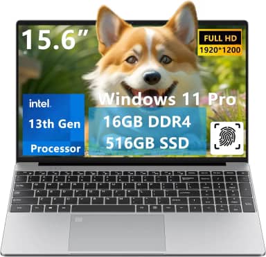 Computador laptop Windows 11 de 15,6 polegadas, 16 GB de RAM 512 G SSD, processador Intel 13ª geração N150 (até 3,6 GHz) FHD teclado numérico de impressão digital retroiluminado KB WiFi5 BT5.1 para