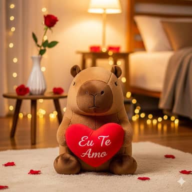 Achadinho De Capivara + Coração Namorados Romantico Amor Para Presente De Pelúcia Kawaii Gigante Grande Macia Igual Foto Feito No Brasil Antialérgica Ideal Realista Feminino Masculino Surpresa