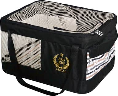 São Pet Bolsa Aerial Para Transporte De Cães E Gatos Em Avião (43X31 5X20 Cm) Preta